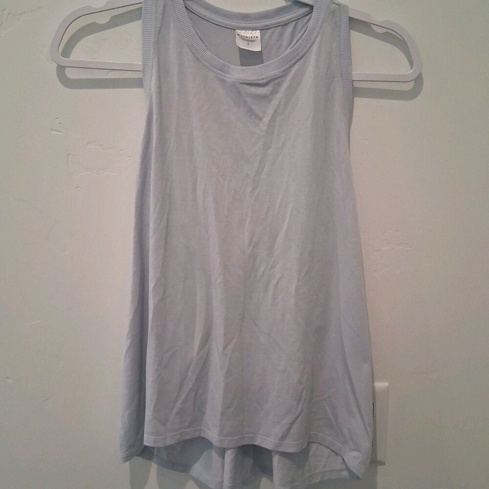 Athleta High Neck Racerback Muscle Tank Top Light Grey size Small Activewear